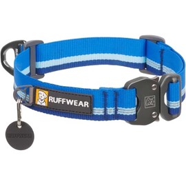 Ruffwear, Top Rope Dog Collar, Reflective Metal Buckle Dog Collar for Everyday Use, Blue Pool, 11"-14"