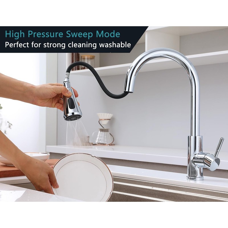 Universal Kitchen Faucet Head Replacement Pull Down 3 Function Spray