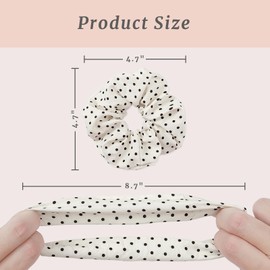 Mirlern 10-Piece Floral Plaid Polka Dot Scrunchies for Women and Girls, No Damage Cute Hair Ties Bulk, Soft Elastic Ponytail Holder Fashion Hair Accessories (Black& White Theme)