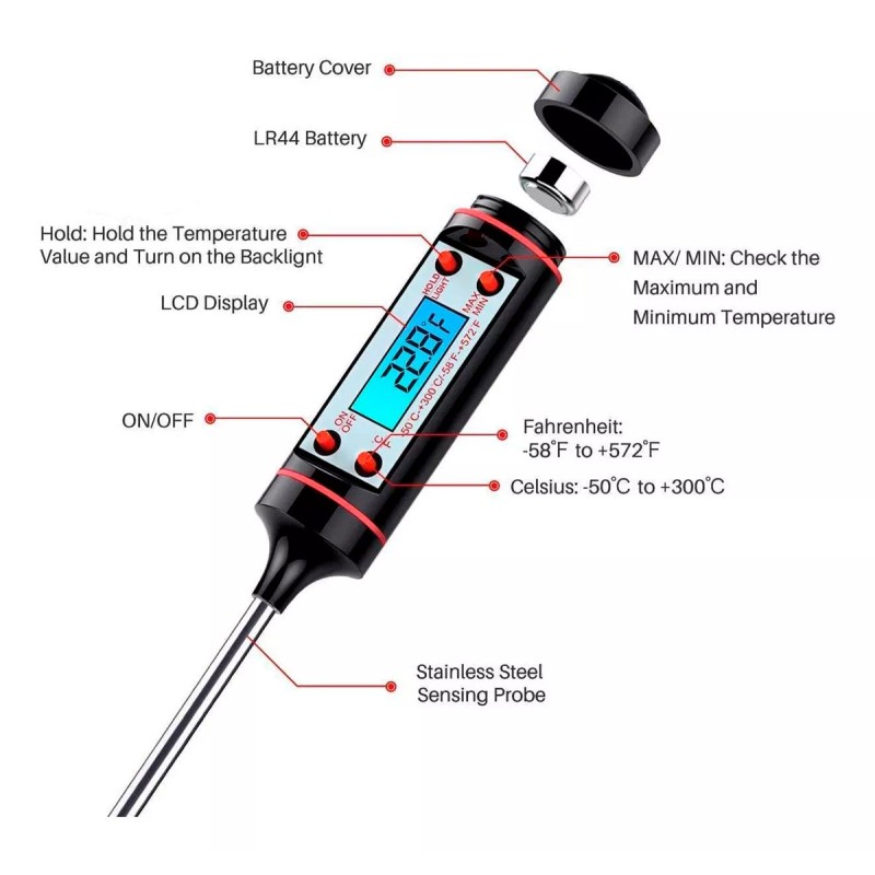 Digital Thermo Termómetro Sonda Digital De Cocina Para Alimentos Liquidos