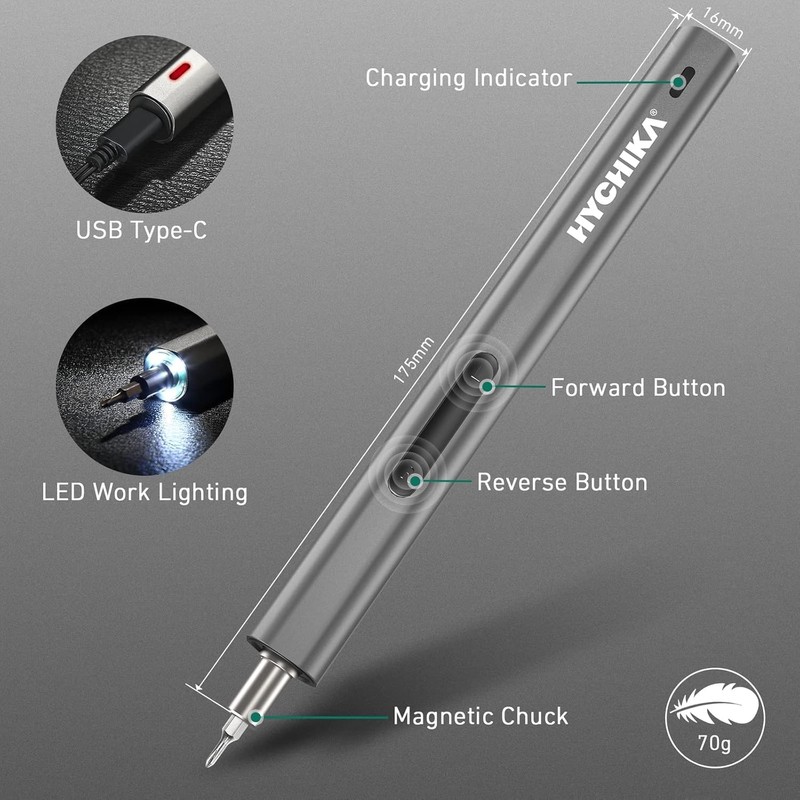 HYCHIKA Mini Electric Screwdriver,Precision Screwdriver Set with 46 Magnetic Bits,