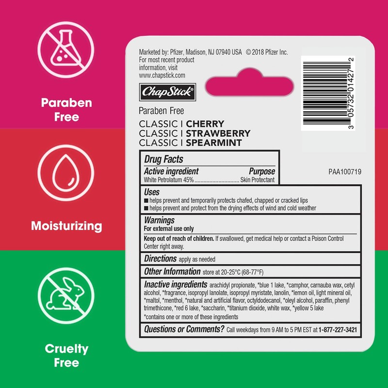 ChapStick Lip Care Set, Classic Collection 3-Pack – Spearmint, Cherry,