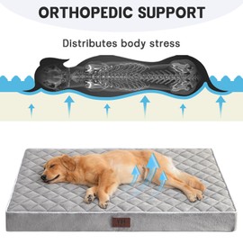 WESTERN HOME WH Dog Beds for Large Dogs, XXL Dog Bed for Crate Orthopedic Crate Beds for Large Dogs Washable Cover Waterproof Egg Foam Pet Bed