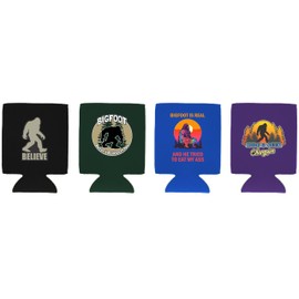 Bigfoot Funny Can Coolie Designs 4 Pack