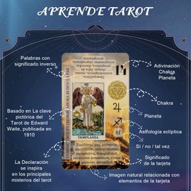 78 deCartas De Tarot,Tarot Rider Waite, Rider Waite en Español, para Principiantes,No se Necesita guía, del con Significado