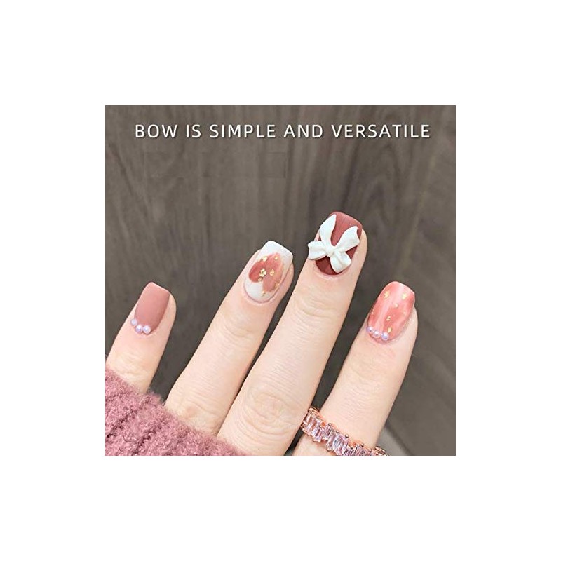 KDDOM 12 Pcs 3D Nail Decoration Resin Bow Nail Rhinestones