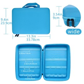 Qixiang CB Carrying Case for Tonies Figures Audio Play Character, Toy Storage Box with Handle for Tony Figurine with 28PCS Carrying Holder (Blue)