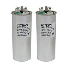 TEMCo 50+5 uf/MFD 370-440 VAC Volts Round Dual Run Capacitor 50/60 Hz AC Electric - Lot -2 (Optional uf/MFD, Voltage and Lot Quantities Available)
