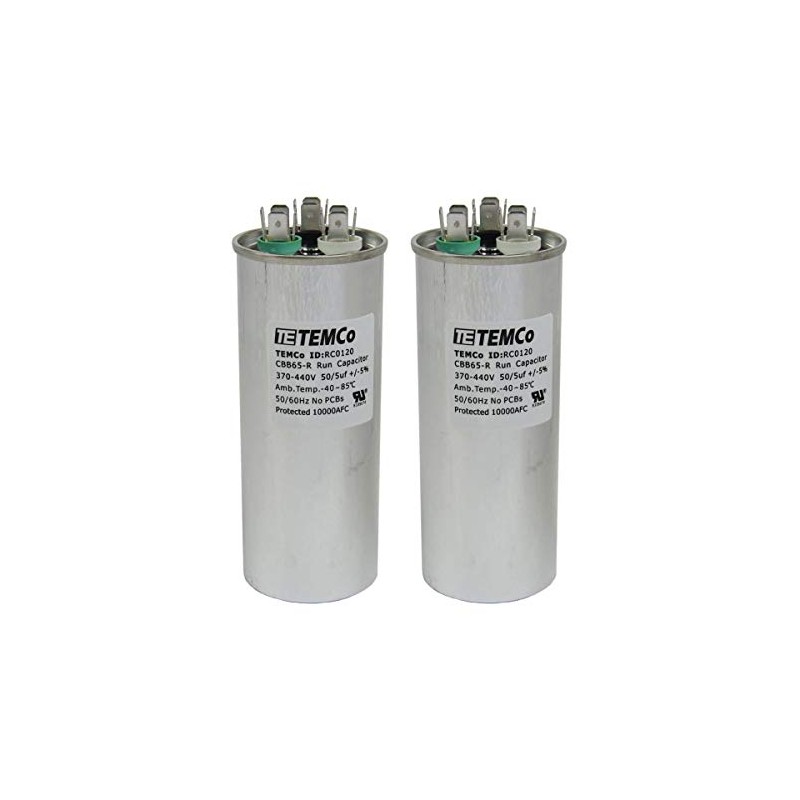TEMCo 50+5 uf/MFD 370-440 VAC Volts Round Dual Run Capacitor