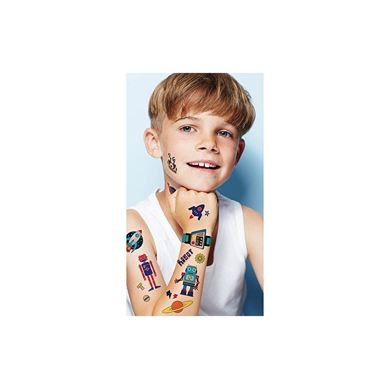 Children's Party Colour Robot Temporary Tattoos