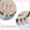 Fake Nails, 24pcs Flash Drill Pearl False Nails with Glue,3D