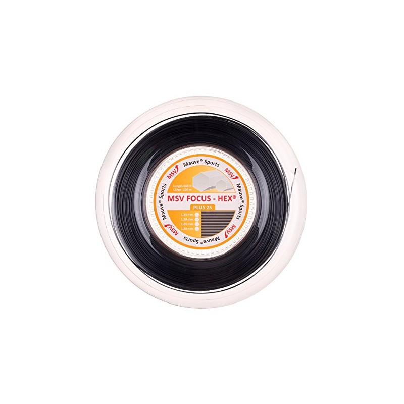 MSV Unisex's Focus-Hex Plus String Reel-Black, 1.25 mm