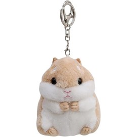 Gowxs Brown Hamster Keychain, Keychain with Hamster Keyring, Cute Soft Plush Keychain, Bag Pendant, Animal Keychain, White