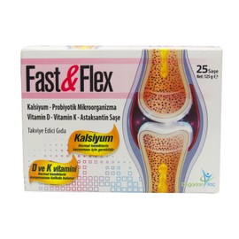 Doğadan İlaç Fast&Flex Kalsiyum Calcium D3K2 Probiyotik Prebiyotik Mikroorganizma D Vitamini K Vitamini Astaksantin Saşe içeren Kemik sağlığı için takviye gıda