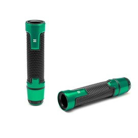 Motorbike Hand Grips & Bar Ends for 22mm 7/8-inch Handlebars with Enhanced Comfort and Style - Green Anodised Aluminium and Rubber | Suitable for all Street Motorcycles and Road Bikes | 2 PCS