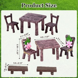 8Pcs Fairy Garden Accessories, Mini Miniature Landscape Table Chair, Fairy Garden Kits for Children, Miniature Garden Ornaments for Christmas Decoration, Dollhouse, Desk Decor