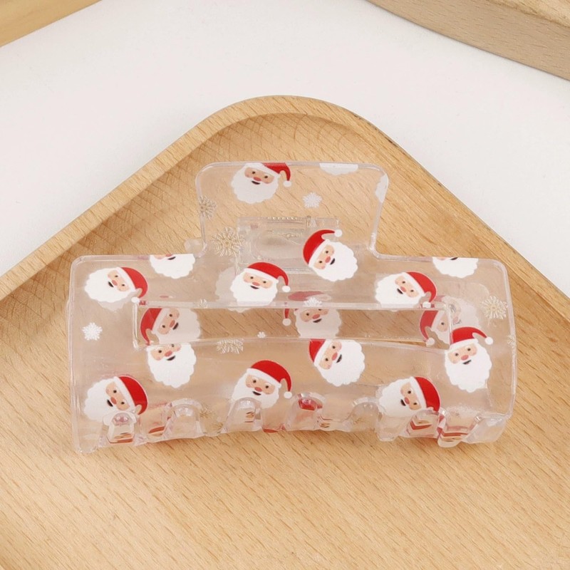 Christmas Hair Clips, Xmas Santa Claus Claw Clips, Rectangular Large