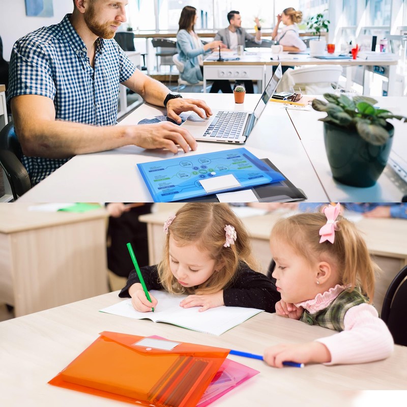 Plastic Wallets - 24 Pack A4 Folders Wallets Plastic Document