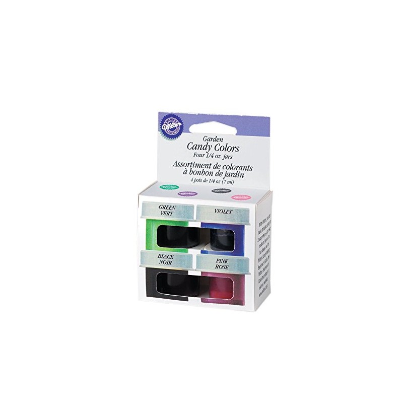 Wilton Candy Colors .25oz 4/PkgPink, Green, Violet & Black
