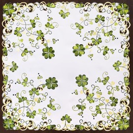 Grelucgo Small Embroidered Shamrock Tablecloth, St. Patrick's Day Decor (Square 34 inches Tablecloth)