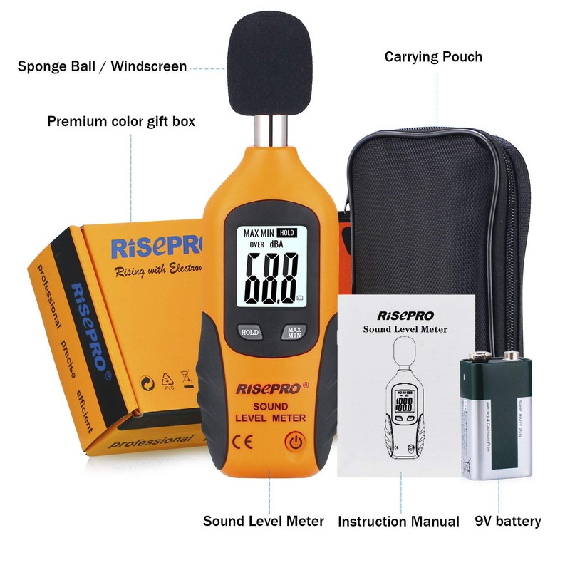 Decibel Meter, RISEPRO® Digital Sound Level Meter 30 – 130