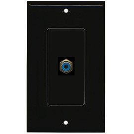 RiteAV - 1 RCA Blue for Subwoofer Audio Port Wall Plate Decorative - Black