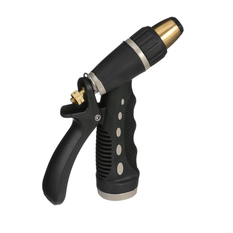 Seachoice Brass Hose Nozzle w/ Adjustable Locking Spray Lever, Black,