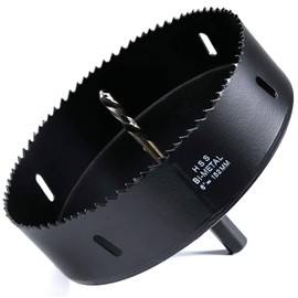 Hole Saw 152 mm, HSS M42 Bi-Metal High-Speed Steel Hole Drill Bit for Wood, Plastic, Drywall and Drywall, Black