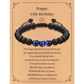 XKUZRWE 10 12 13 16 17 18 21 Year Old Boy Male Birthday Gifts for Boys Him, 30th 40th 50th Birthday Bracelet Gifts for Boys Men Son Grandson Nephew Brother Boyfriend Friend (13th Birthday)