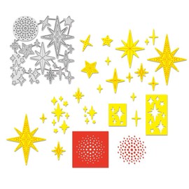 BENECREAT - Plantillas de troqueles de corte con temática de fantasía, troqueles de estrellas y puntos, plantilla de grabado para hacer tarjetas, álbumes de recortes, papel decorativo, 0,8 mm de grosor