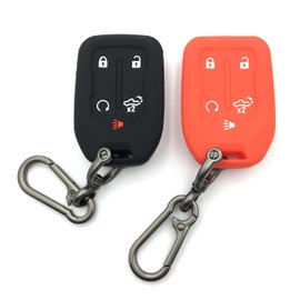 Silicone Protector Smart Remote Key Fob Case Cover Compatible with 2019 2020 2021 2022 2023 GMC Sierra and Chevy Silverado 1500 2500HD 3500HD Shell Accessories (Black+Red)