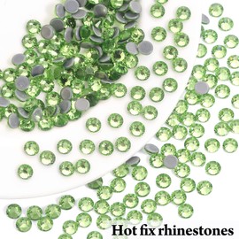 Novani Hotfix Rhinestones, Light Green Rhinetones for Crafts Flatback Glass Round Sparkly Crystals Gems for Fabric Clothes Shoes Bag DIY Decoration (SS20/4.8MM/1440pcs)