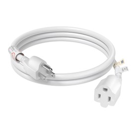 FIRMERST 3 Ft Extension Cord 14 AWG Heavy Duty 1875W 15A 3 Prong White UL Listed