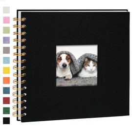 Vienrose DIY Photo Album 20.5 x 20.5 cm, DIY Scrapbook Spiral Album with 40 White Pages, Linen Photo Album for Pasting for Families, Baby, Wedding, Anniversary, Birthday, Black
