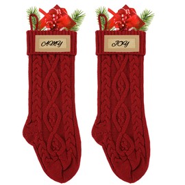 Oeyliz - Medias de Navidad personalizadas de 18 pulgadas, paquete de 2 (rojo + rojo)