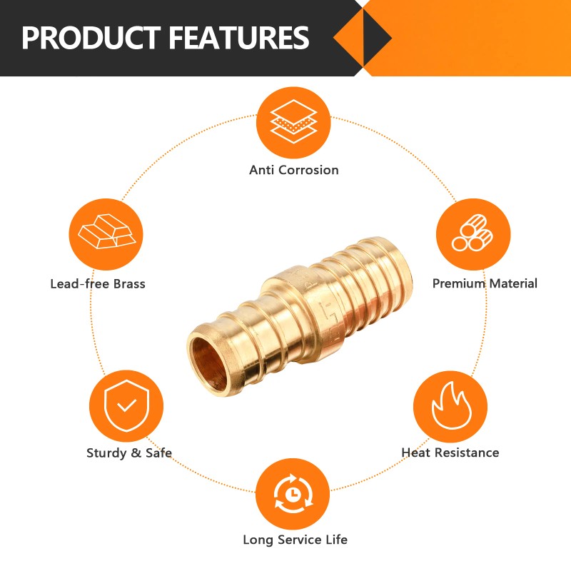 EFIELD 1/2" 3/4" Pex Polybutylene Transition Coupling Lead Free W/H