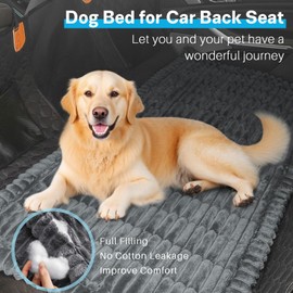 GKXLH Dog Car Seat Cover for Back Seat, Soft Back Seat, Pet Bed Mat, Non-Slip Travel Dog Bed Mat for Car Back Seat, Thick Dog Seat Cover for Two Seater (Corduroy, Dark Grey, 63 x 138 cm)