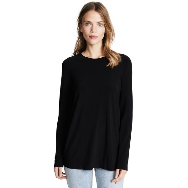 Norma Kamali Women's Kamali Kulture Long Sleeve Crew Top, Black,
