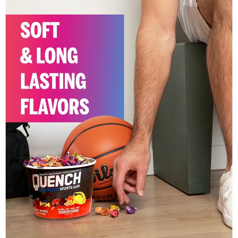 Quench Gum Variety Bucket, Electrolytes Chewing Gum for Athletes and