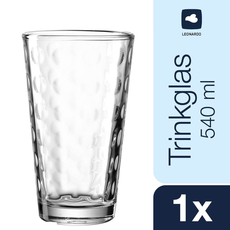 LEONARDO HOME 12548 Drinking Glass Optic 540 ml, 1 Piece,