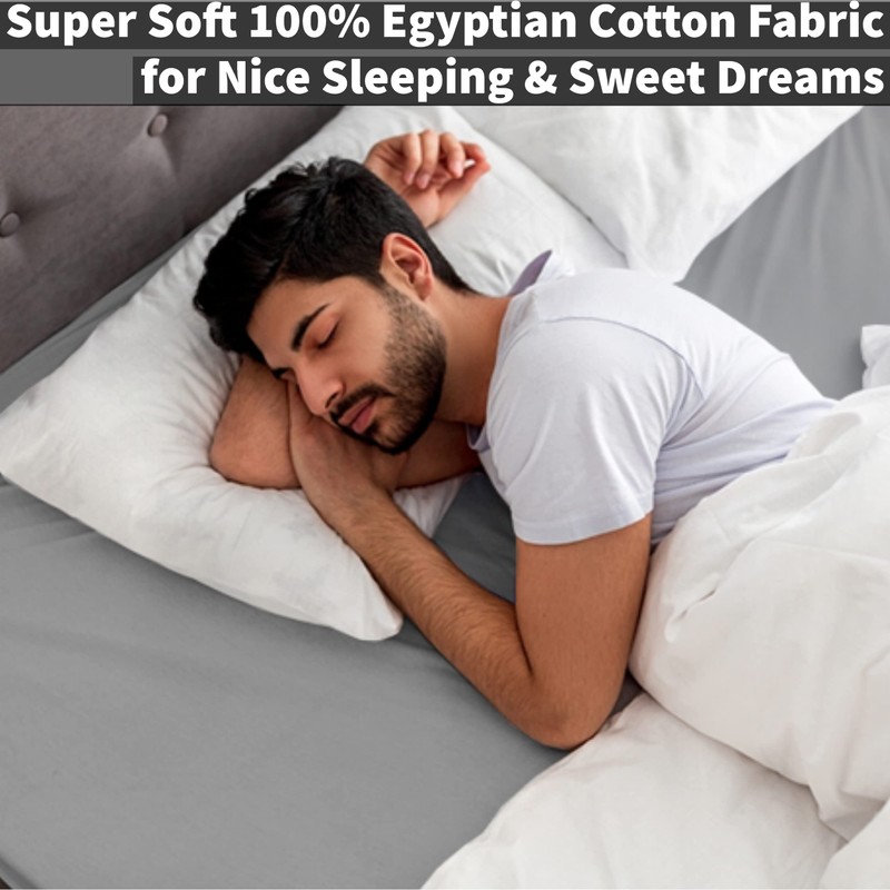 Grey Flat Sheet Double 100% Egyptian Cotton 300 Thread Count