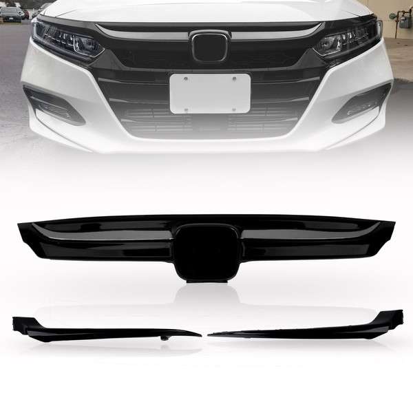 PartsFlow Glossy Blk Sport Style Front Grille W/Chrome Garnish For