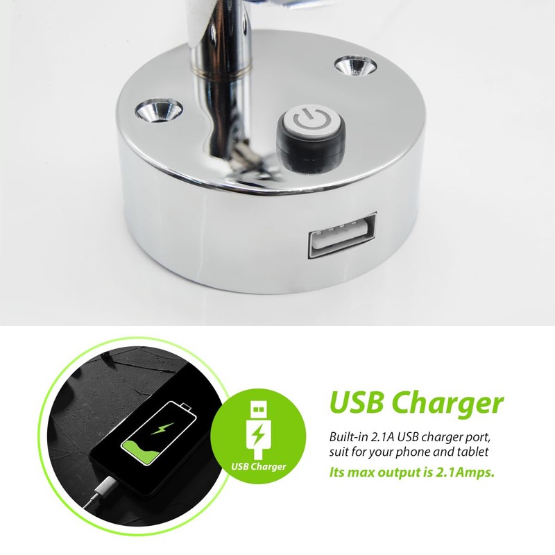 Dream Lighting 12v Reading Light with USB Campervan Caravan Motorhome