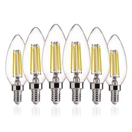 FLSNT 60W Equivalent LED Chandelier Light Bulbs, Dimmable LED B11 E12 Candelabra Base Bulbs, 3500K Natural White, 550LM, 6 Pack