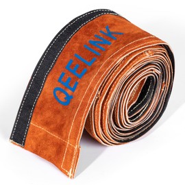 QeeLink TIG Welding Torch Cable Cover Flame Resistant Leather Brown Cover 12 & 25 Feet (12 Feet, 3.7 Meter)