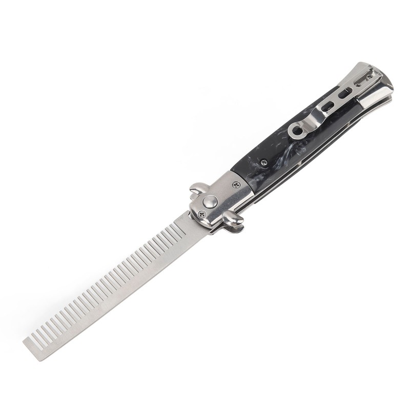 Switchblade Comb Men Automatic Push Button Foldable Pocket Oil Hair
