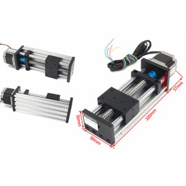 RATTMMOTOR EBX1605 200mm / 7.87" CNC Linear Stage Actuator, Double Optical Axis Linear Slide Rail and 1605 Ball Screw CNC Linear Motion Rail Guide with Nema23 Stepper Motor for DIY CNC Router Machine