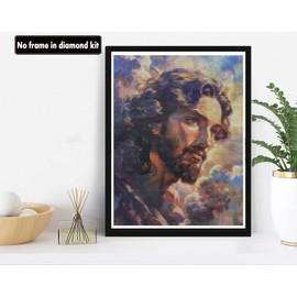 VAIIEYO 5D DIY Diamond Art Kits for Adults Jesus, Diamond Painting Religion, Paint by Number Full Drill Round Rhinestone Craft Canvas for Home Wall Decor Gift 12x16 inch-16
