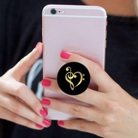 Peffiten - 4 Pack Cellphone Phone Grip for Phone, Expanding Stand Cell Phone Collapsible Holder for Smartphones - Black Rose Gold Heart