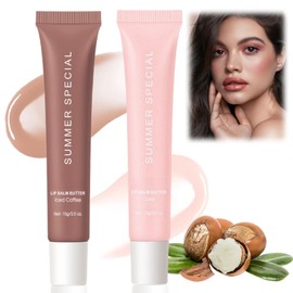 2Pcs Summer Moisturizing Natural Lip Balm,Friday Lip Butter Balm,Non-Greasy Soothes Dry Lip Care Oil,Conditioning Lip Mask and Lip Balm,SPF Lip Balm Tinted,Lip Care for Dry Lips(#Iced CoffeeCake)